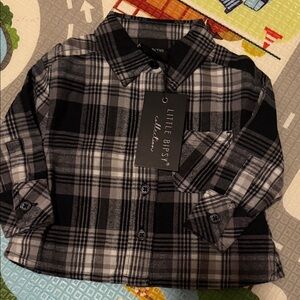 Little Bipsy Gray & Black Plaid Button-Down Shirt